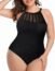 Aqua Eve Women Plus Size High Neck 1 Piece Swimsuit Tummy Control Bathing Suit Ruched Mesh Sexy Swimwear Black 18W