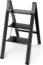 3 Step Ladder, Ladnamy Folding Step Stool with Wide Anti-Slip Pedal, Aluminum Lightweight Portable Step Stools for Adults, 330 IBS Capacity Multi-Use Ladder for Home and Kitchen, Black