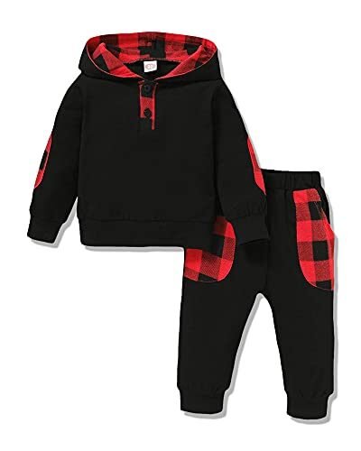 Ropa para bebé niño, 2 unidades, sudadera con capucha clásica a cuadros