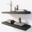 Floating Shelves Wall Mounted, COORACK 2 Pack Metal Black Wall Shelves Bathroom Shelf with Towel Bar, Modern Wall Organizer Decorative Storage Shelves for Kitchen Bedroom Living Room