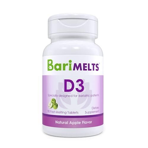 BariMelts D3, vitaminas bariátricas solubles, sabor a manzana natural, 90 tabletas de fusión rápida