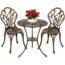 3-Piece Patio Bistro Furniture Set Cast-Aluminum Bistro Table Set for Lawn,Garden,Backyard (YILI Copper)
