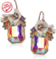 Betsey Johnson Flower Rectangle Stone Drop Earrings
