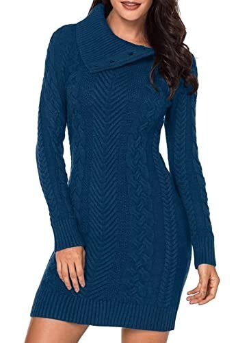 BLENCOT suéter con cuello de tortuga, manga larga, para mujer