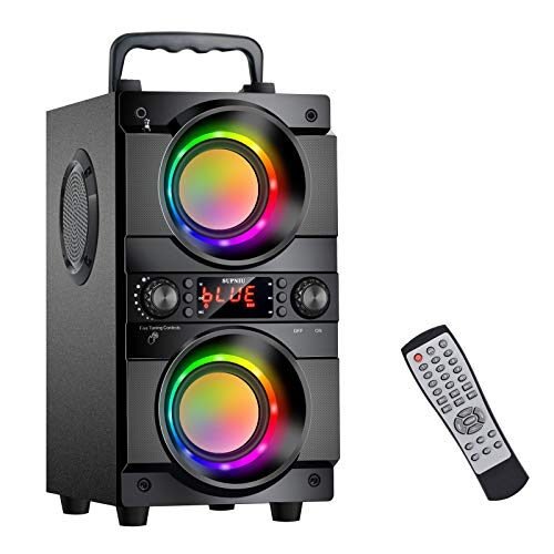 Altavoz Bluetooth, altavoz inalámbrico portátil de 60 W (80 W pico) con luces LED coloridas