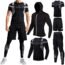 BOOMCOOL Men Workout Clothes Outfit Fitness Apparel Gym Outdoor Running Compression Pants Shirt Top Long Sleeve Jacket