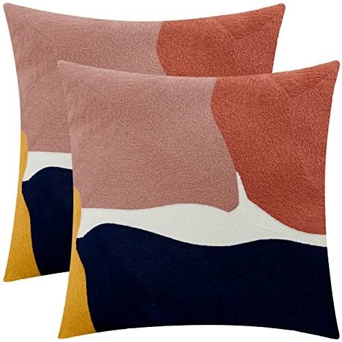 btfortune Juego de 2 fundas de almohada decorativas bohemias bordadas