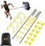 Speed Agility Training Set, Includes 1 Agility Ladder, 4 Steel Stakes, 1 Sports Headband,1 Jump Rope, 10 Disc Cones and Gym Carry Bag - Speed Training Equipment for Soccer Football Basketball (Blue)