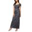 Alex Evenings Women's Plus Size Long Cold Shoulder Dress with Ruched Skirt, Embellished Navy, 16W