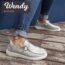 Hey Dude Women's Wendy Stretch Sparkling Beige Size 8 | Women’s Shoes | Women’s Lace Up Loafers | Comfortable & Light-Weight