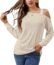 JINKESI Women's Long Sleeve Tunic Tops Casual Cold Shoulder Blouse Shirts Beige-Medium