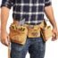Nut Hugger Mens 12-Pocket Suede Leather Tool Belt and Work Apron - 2 Hammer Loops and Adjustable Waist Belt - For Woodworkers, Framers, Contractors, Plumbers, Welders Contractors on Construction Sites