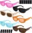 URATOT 12 Pack Small Rectangle Sunglasses Women Retro Glasses Vintage Square Eyewear Wide Frame Sunglasses with Storage Bag