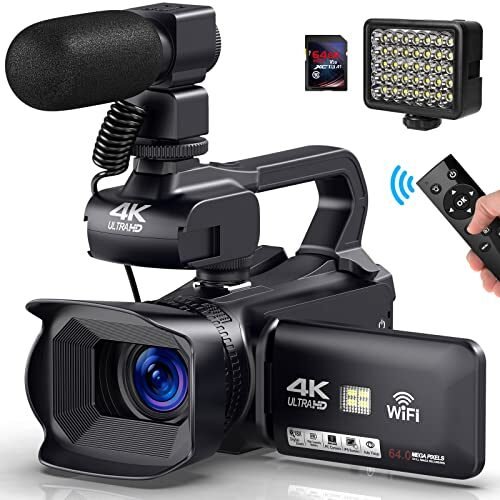 Camcorder Video Camera 4K, HD Auto Focus Vlogging Camera for YouTube 64MP 60FPS