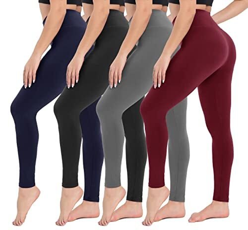 CAMPSNAIL – Paquete de 4 leggings de cintura alta para mujer