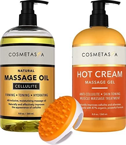 Aceite de masaje para celulitis, gel y manopla, gel de masaje con crema caliente natural