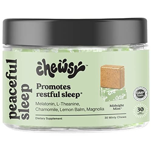 Chewsy Masticables para dormir pacíficos, apoyo para dormir, 3 mg de melatonina