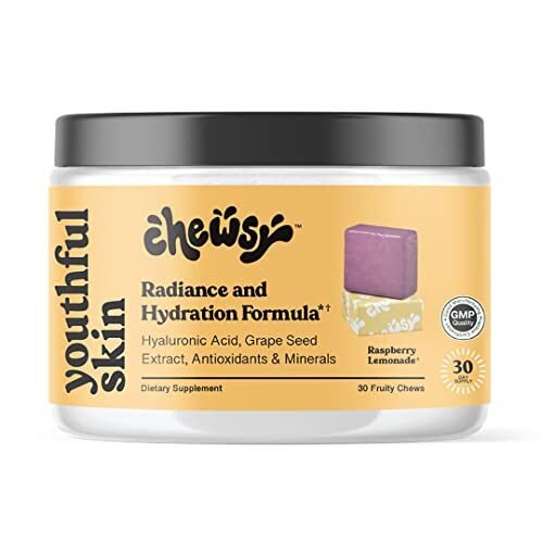 CHEWSY Youthful Skin, Vitaminas masticables frutales, fórmula de resplandor e hidratación