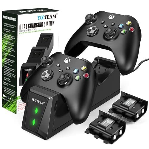 Estación de carga controladora con paquetes de baterías recargables de 2 x 1000 mAh para Xbox Series X