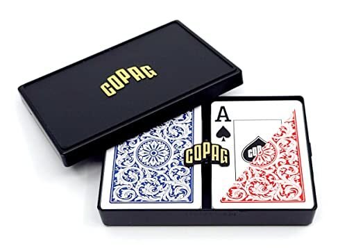 Copag 1546 Design – Cartas de juego 100 % plástico, tamaño de póquer Jumbo Índice rojo/azul juego de doble cubierta