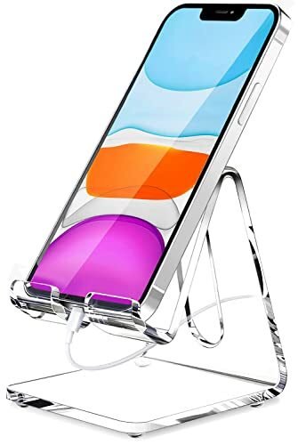 Crpich Soporte acrílico para teléfono celular, soporte portátil para teléfono