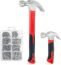 KURUI 16 oz Hammer & 560PCs Hardware Nail Assortment Kit,Claw Hammer Set with Anti-Slip Handle, Anti-Corrosive Galvanized 280 Picture Hanging Nails & 280 Finishing Nails for Household and DIY