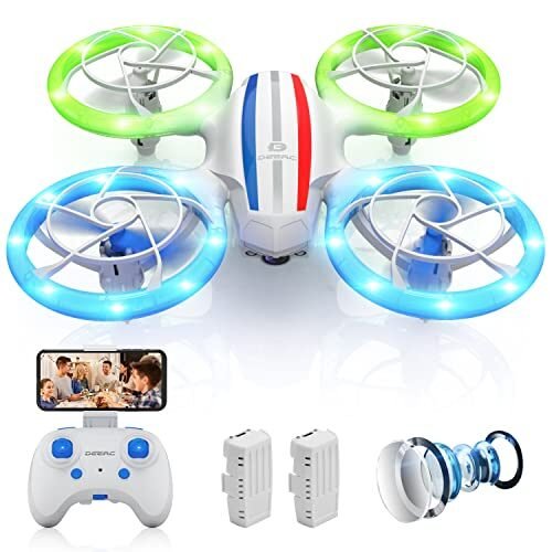 D23 DEERC Drones para niños principiantes, mini dron LED RC con retención de altitud