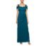 Alex Evenings Women's Plus Size Long Cold Shoulder Dress with Ruched Skirt, Embellished Navy, 16W