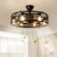 Depuley 26” Farmhouse Ceiling Fan with 6 Lights, Industrial Indoor/Outdoor Ceiling Fan Lighting, Matte Black Flush Mount Ceiling Fan Lights, Cage Ceiling Fan with Remote 3 Speed Timing (Bulb Not Incl)