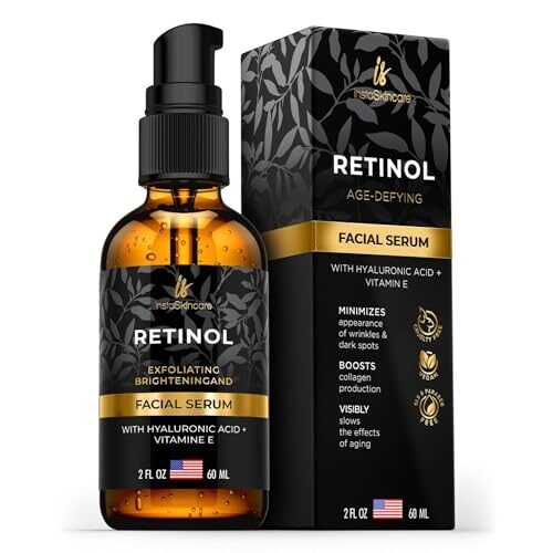 Suero de retinol de doble tamaño (2 onzas) para la cara con ácido hialurónico