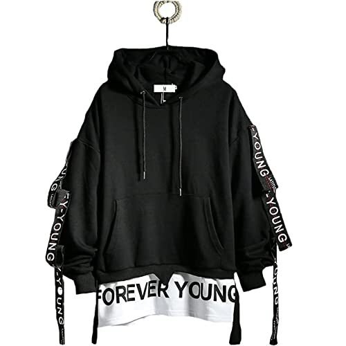 DUDHUH Sudadera con capucha para hombre con estampado de letras, sudadera con capucha y estilo hip-hop