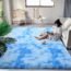 DweIke Super Soft Shaggy Rugs Fluffy Carpets, Tie-Dye Rugs for Living Room Bedroom Girls Kids Room Nursery Home Decor,Non-Slip Machine Washable Carpet ,3x5 Feet Purple