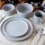 Elama Luxmatte Contemporary Dinnerware Set, 20 Piece, Dark Grey