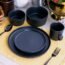 Elama Luxmatte Contemporary Dinnerware Set, 20 Piece, Dark Grey
