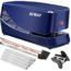 Electric Stapler Desktop, Automatic Stapler for Desk, Heavy Duty Electric Stapler Desktop, 25 Capacity, AC or Battery Stapler with Reload Reminder, Blue