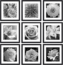 eletecpro 12x12 Picture Frames Black Set of 9, Wooden Square Frame Displays 8x8 with Mat and 12x12 without Mat, Poster Frame for Wall Hanging