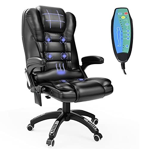 Silla de oficina ergonómica de masaje con respaldo alto, silla ejecutiva de 6 puntos vibratorios