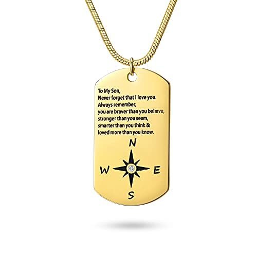 Collar chapado en oro ETEVON para hombres, niños, niñas a mi hijo