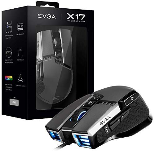 EVGA X17 Mouse para juegos, con cable, gris, personalizable