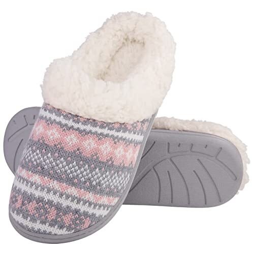 Evshine Pantuflas de punto cálido para mujer, cómodas pantuflas de invierno