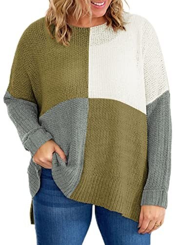 Eytino Suéter de manga larga con cuello redondo y abertura lateral para mujer