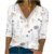 Camisetas de otoño en cuello V con estampado floral para mujer