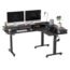 FEZIBO Triple Motor L-Shaped Electric Standing Desk, 63 Inches Height Adjustable Stand up Corner Desk, Sit Stand Workstation with Splice Board, White Frame/White Top