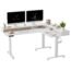 FEZIBO Triple Motor L-Shaped Electric Standing Desk, 63 Inches Height Adjustable Stand up Corner Desk, Sit Stand Workstation with Splice Board, White Frame/White Top