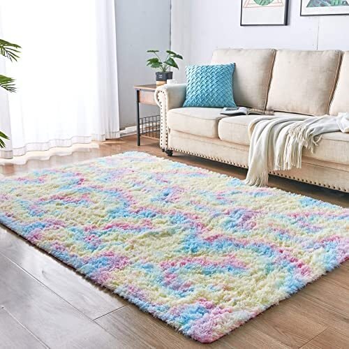 FGCOGOD Shag Rug for Living Room, 5 x 8 Feet Modern Fluffy Indoor Area Rug