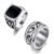 Finrezio – Juego de 2 anillos de acero inoxidable para hombre