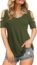 Florboom Womens Loose Round Neck Tshirts Cold Shoulder Shirts Tops Red M