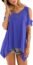 Florboom Womens Loose Round Neck Tshirts Cold Shoulder Shirts Tops Red M