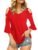 Florboom Camisetas básicas de manga 3/4 para mujer con hombro descubierto