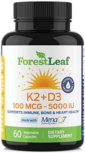 ForestLeaf Suplemento de vitamina D3 + K2 (MK7) – MenaQ7
